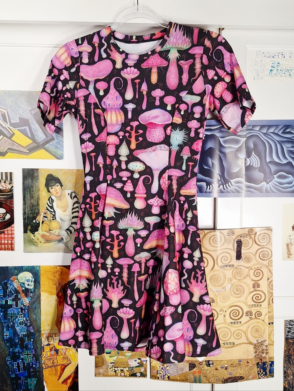 NEW Black Milk Fungirl BlackLongline Evil Tee Dress Size XS Pink Mushrooms - Picture 2 of 7